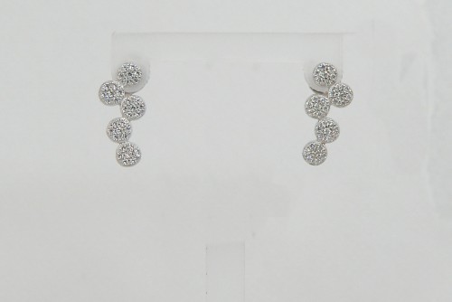 Sterling Silver/CZ 5 Drop Stud Earrings